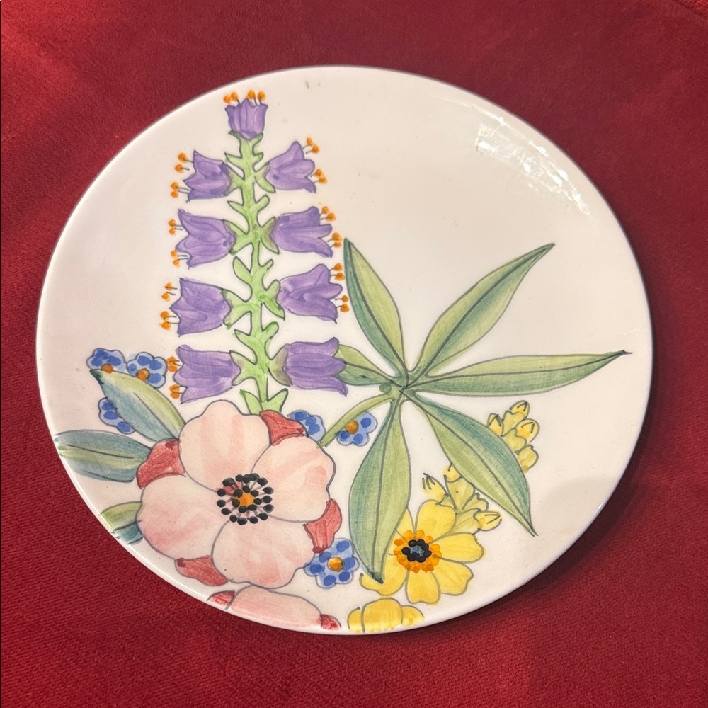 Cossa Floral Plates Luncheon Salad Snack Decor Italian Art Pottery
